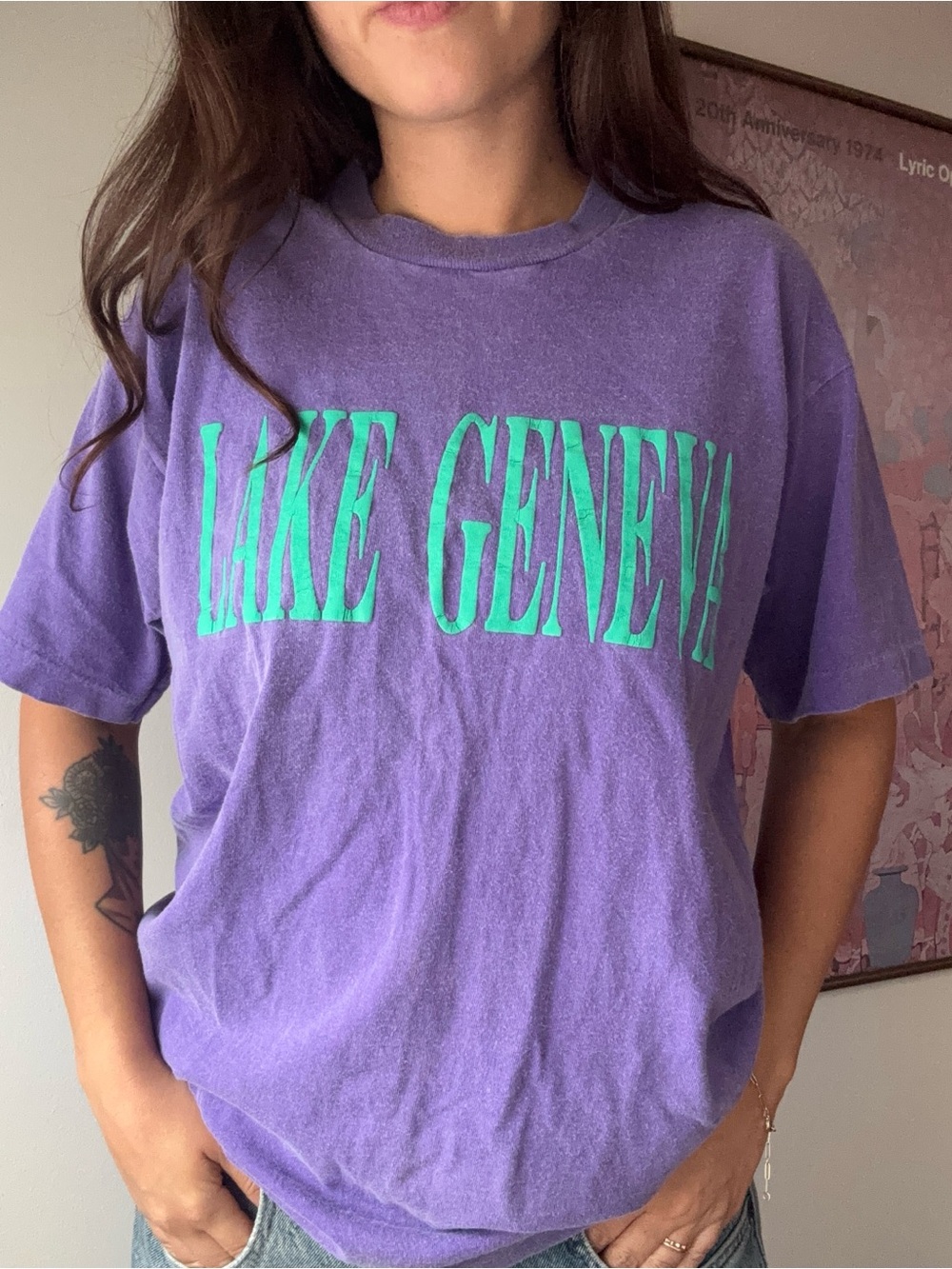 Vintage 80s/90s Fruit of the Loom Lake Geneva Graphic T-Shirt – Purple & Blue